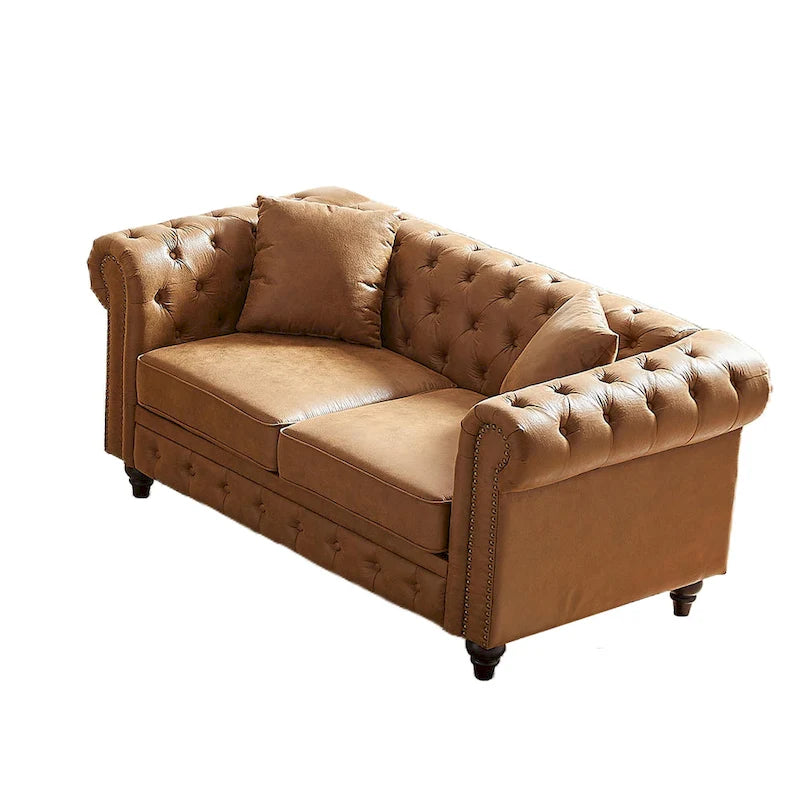 Divano a 3 posti Chesterfield 85.5 in tessuto tecnico con cuscini