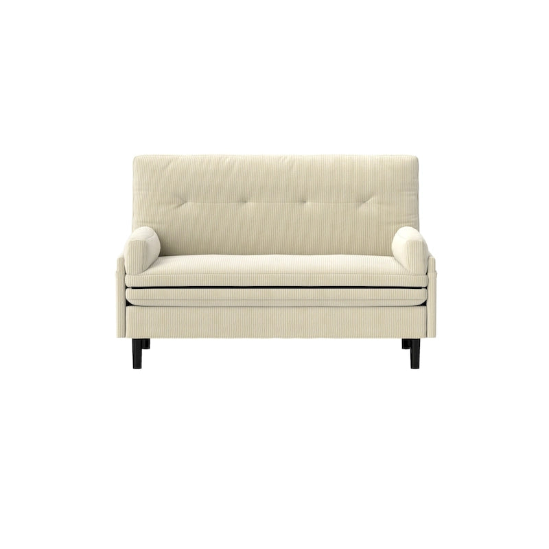 Divanetto multiuso in velluto a coste color avorio 55.11, sedia a sdraio convertibile, letto