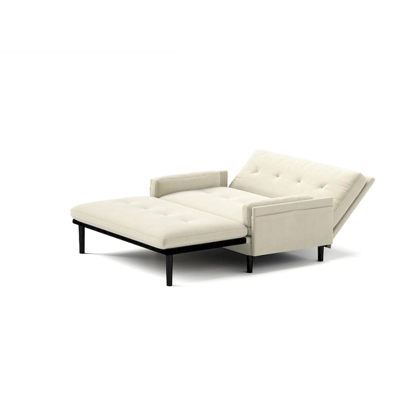 Divanetto multiuso in velluto a coste color avorio 55.11, sedia a sdraio convertibile, letto