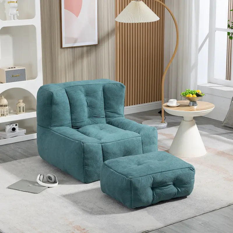 Super soft lazy sofa chair with memory foam and ottoman