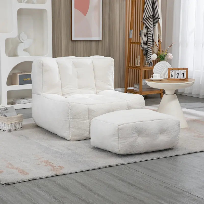 Super soft lazy sofa chair with memory foam and ottoman