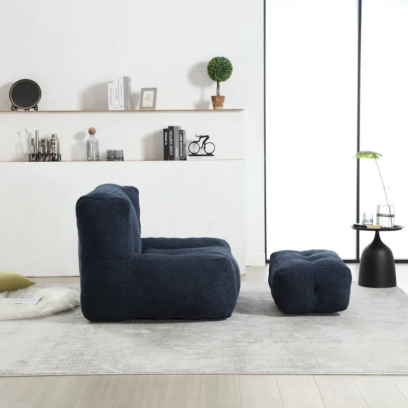 Super soft lazy sofa chair with memory foam and ottoman
