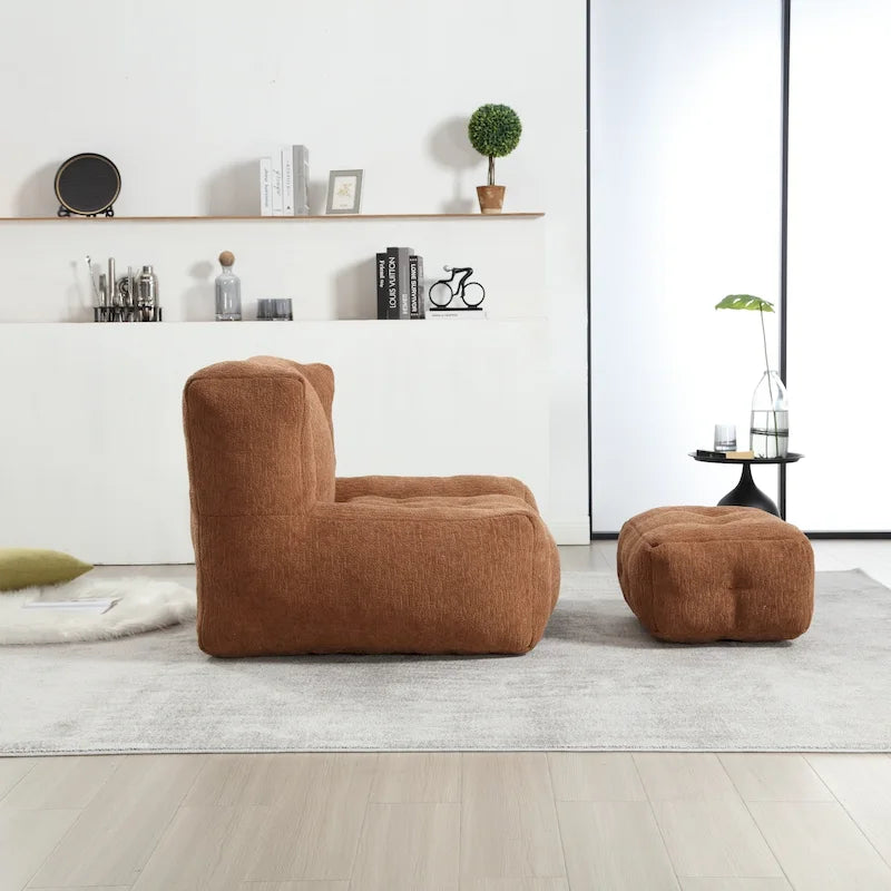 Super soft lazy sofa chair with memory foam and ottoman