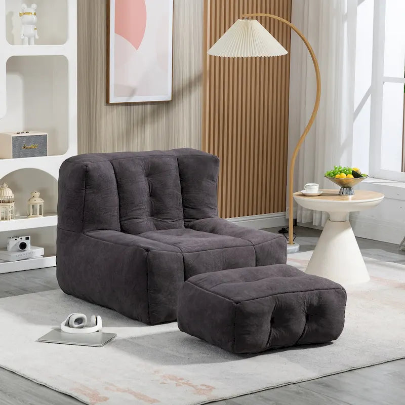 Poltrona pigra super morbida con memory foam e poggiapiedi