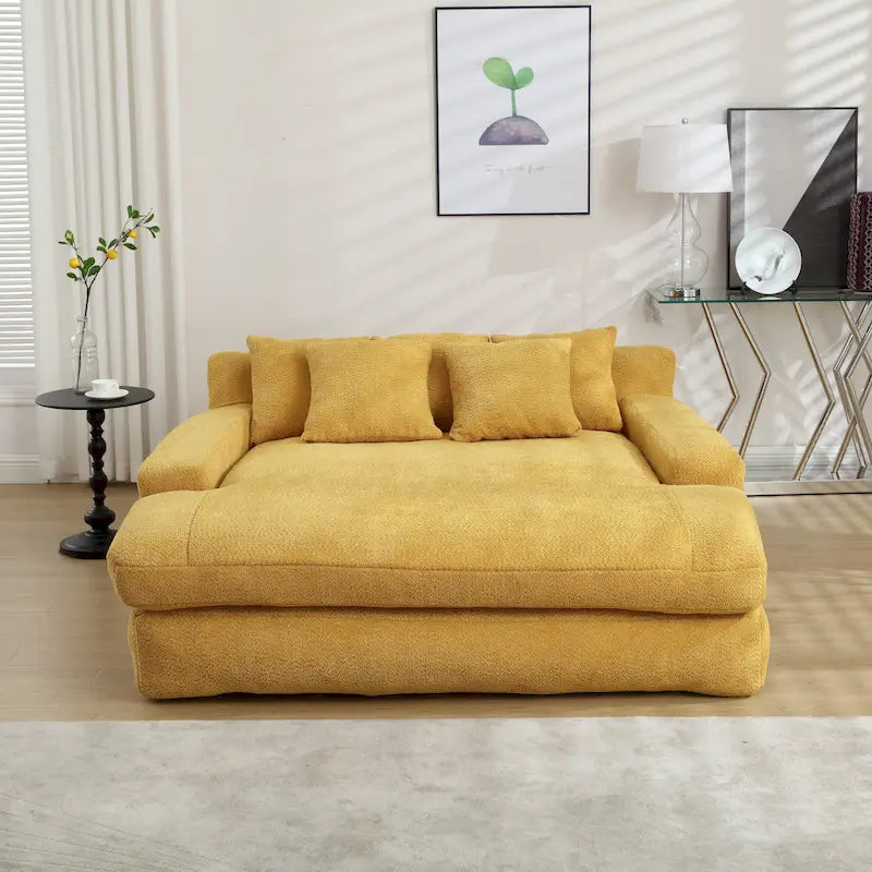 Chenille 2-zits relaxbank met 5 rugkussens