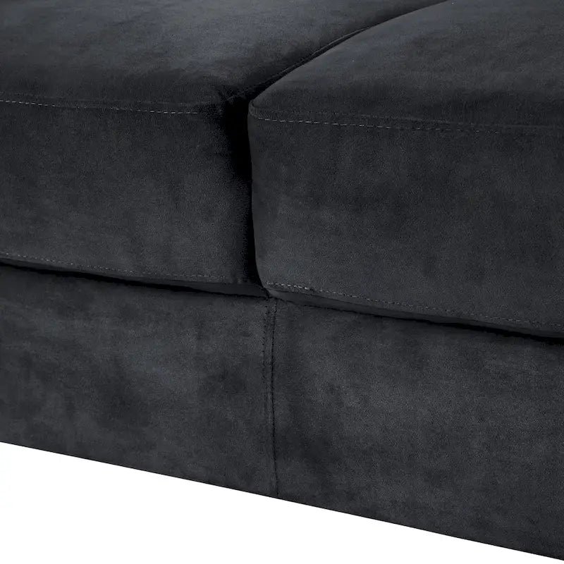 Black 76.7 Velvet 3-seater Sofa with Hardwood Frame and High-Density Foam