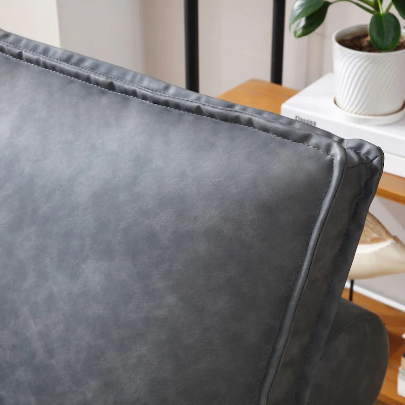 39 Faux Leather Single Ottoman Pull-Out Sofa Bed with Adjustable Backrest