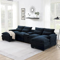 Divano a U moderno 123*55 con console, portabicchieri e porte USB, imbottito, set divano letto con chaise longue