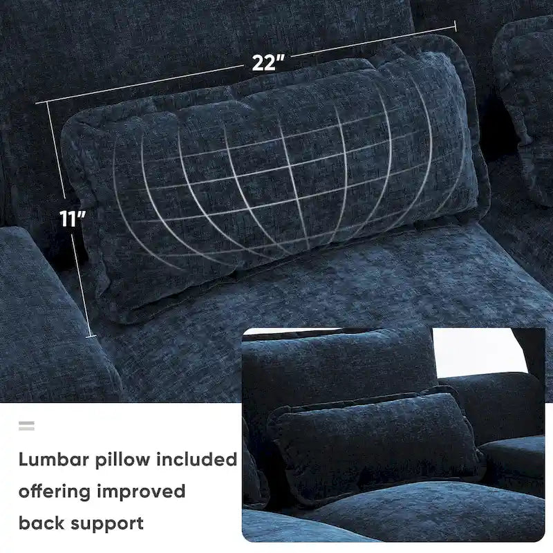 Divano a U moderno 123*55 con console, portabicchieri e porte USB, imbottito, set divano letto con chaise longue