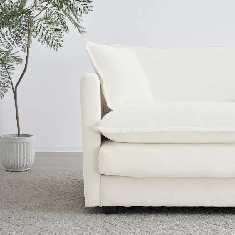 Poltrona moderna con pouf imbottito
