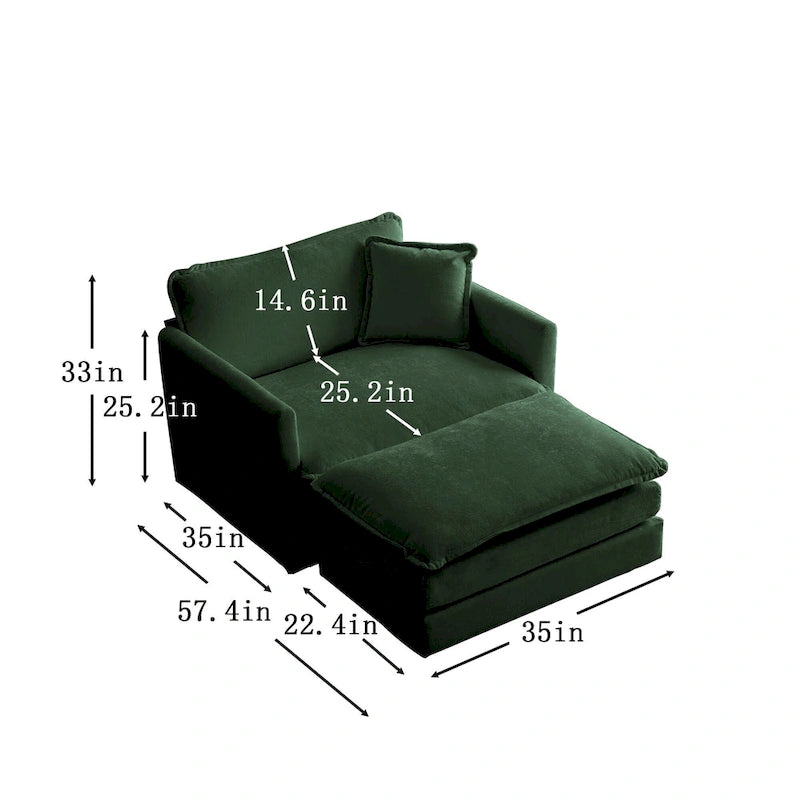 Poltrona moderna con pouf imbottito