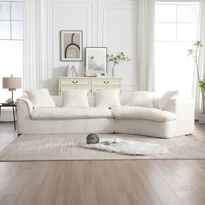 Living Room Oversized Boucle Sofa 3 Seater