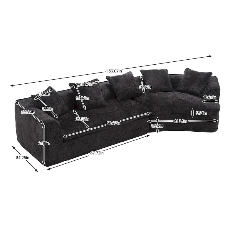 Living Room Oversized Boucle Sofa 3 Seater