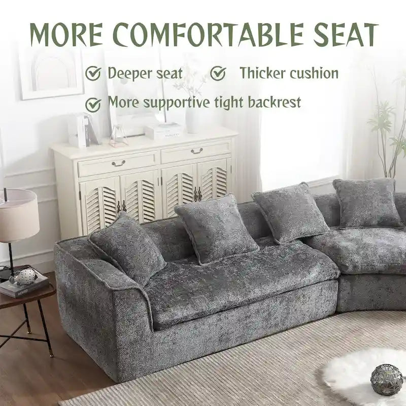 Living Room Oversized Boucle Sofa 3 Seater