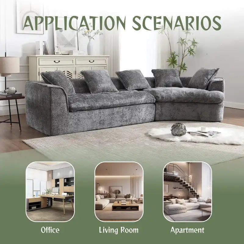Living Room Oversized Boucle Sofa 3 Seater