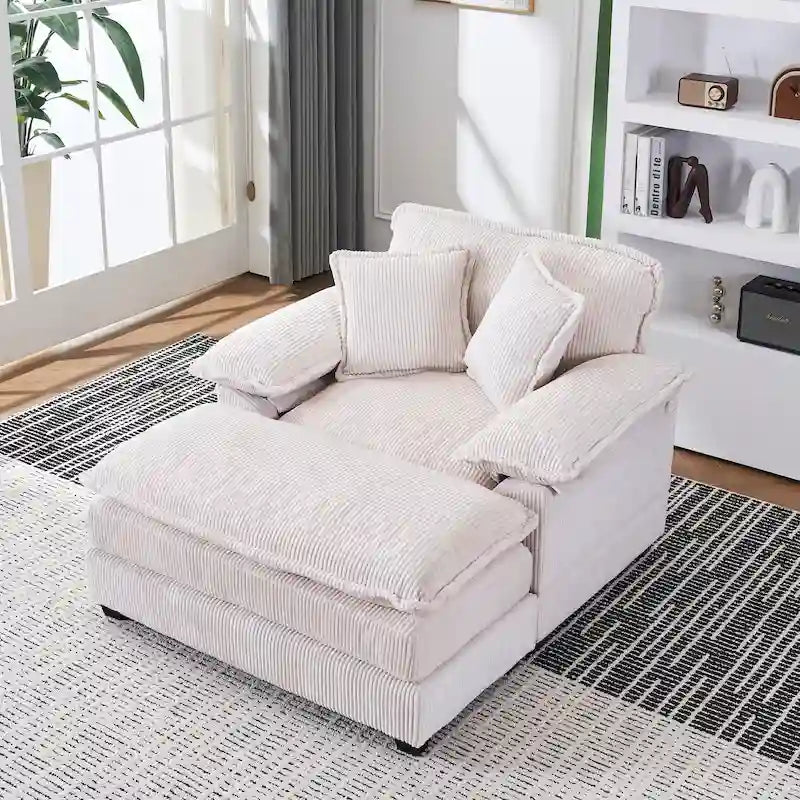 56.9 W Oversized Chair with Ottoman, Reading Chair for Bedroom, Lazy Sofa Bed, Modern Over Sized Single Recliner Couch
