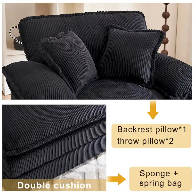 56.9 W Oversized Chair with Ottoman, Reading Chair for Bedroom, Lazy Sofa Bed, Modern Over Sized Single Recliner Couch
