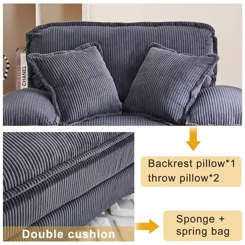 56.9 W Oversized Chair with Ottoman, Reading Chair for Bedroom, Lazy Sofa Bed, Modern Over Sized Single Recliner Couch