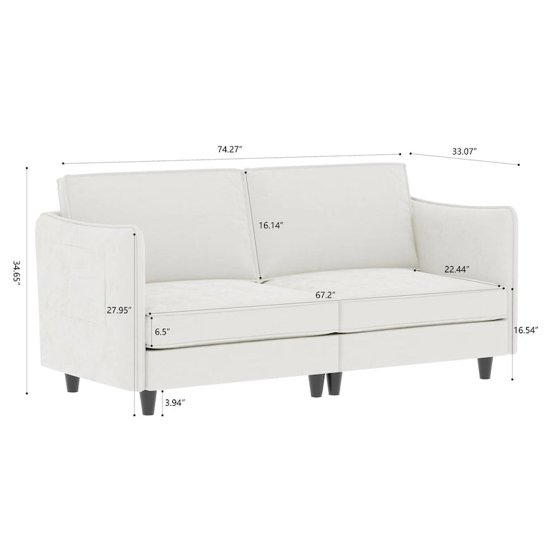 Christopher Knight Home - Hadley 74.27 Loveseat Sofa with Mid-Century Modern Design