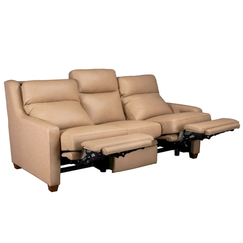 Divano Reclinabile in Vera Pelle 78, Divano a 3 Posti con Motore Triplo Zero-Wall e Porte USB&USB-C