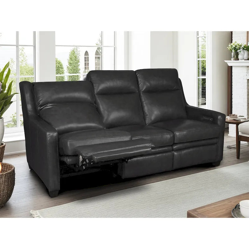 Divano Reclinabile in Vera Pelle 78, Divano a 3 Posti con Motore Triplo Zero-Wall e Porte USB&USB-C