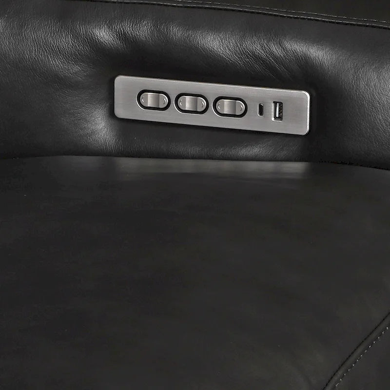 Divano Reclinabile in Vera Pelle 78, Divano a 3 Posti con Motore Triplo Zero-Wall e Porte USB&USB-C