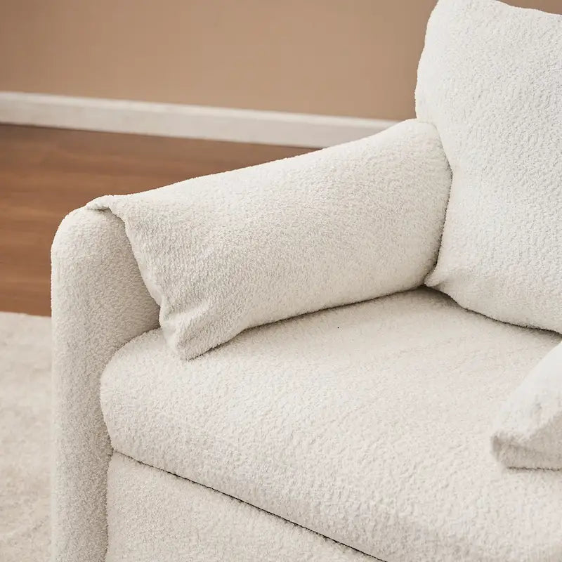 Poltrona Girevole da Salotto Monoposto - Poltrona Girevole a 360° con Tessuto Chenille e Cuscino ad Alta Resilienza