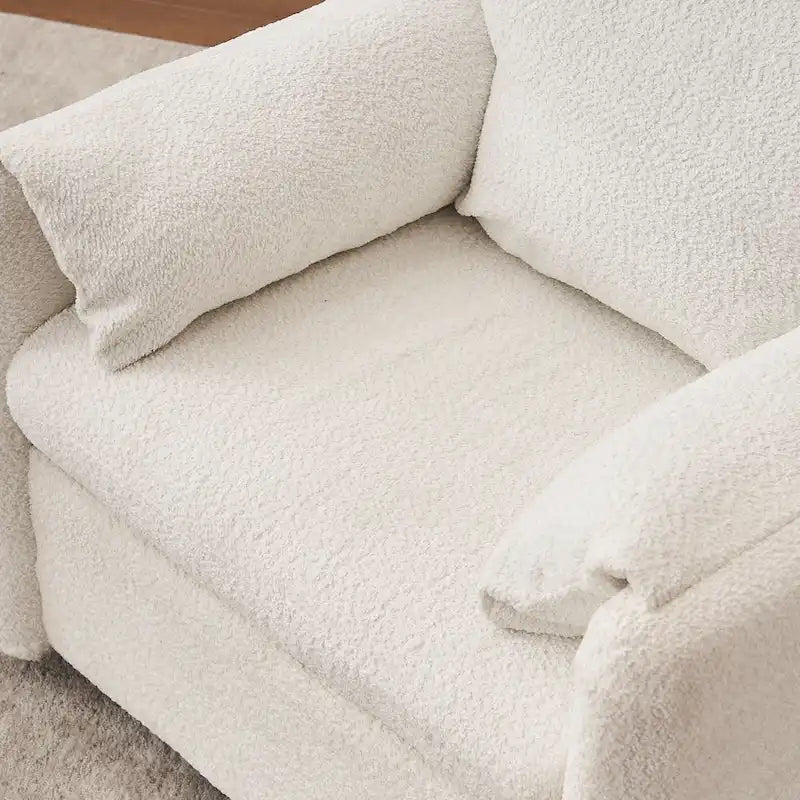 Poltrona Girevole da Salotto Monoposto - Poltrona Girevole a 360° con Tessuto Chenille e Cuscino ad Alta Resilienza