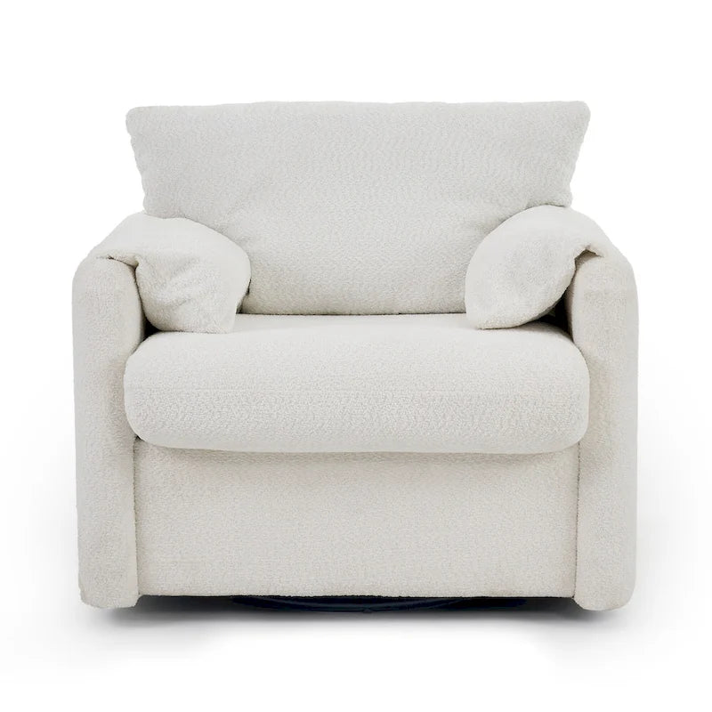 Poltrona Girevole da Salotto Monoposto - Poltrona Girevole a 360° con Tessuto Chenille e Cuscino ad Alta Resilienza