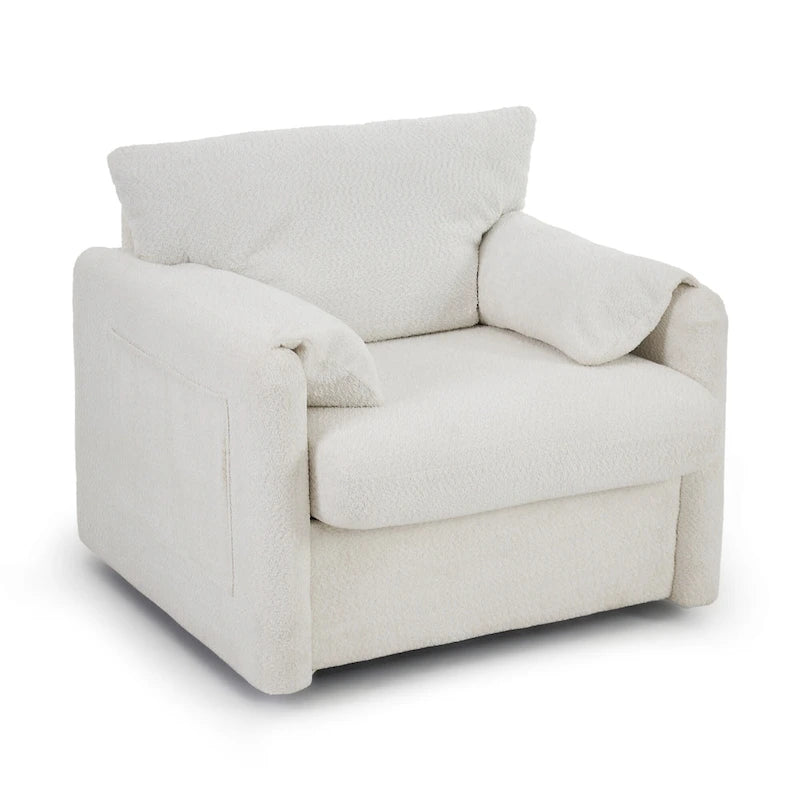 Poltrona Girevole da Salotto Monoposto - Poltrona Girevole a 360° con Tessuto Chenille e Cuscino ad Alta Resilienza