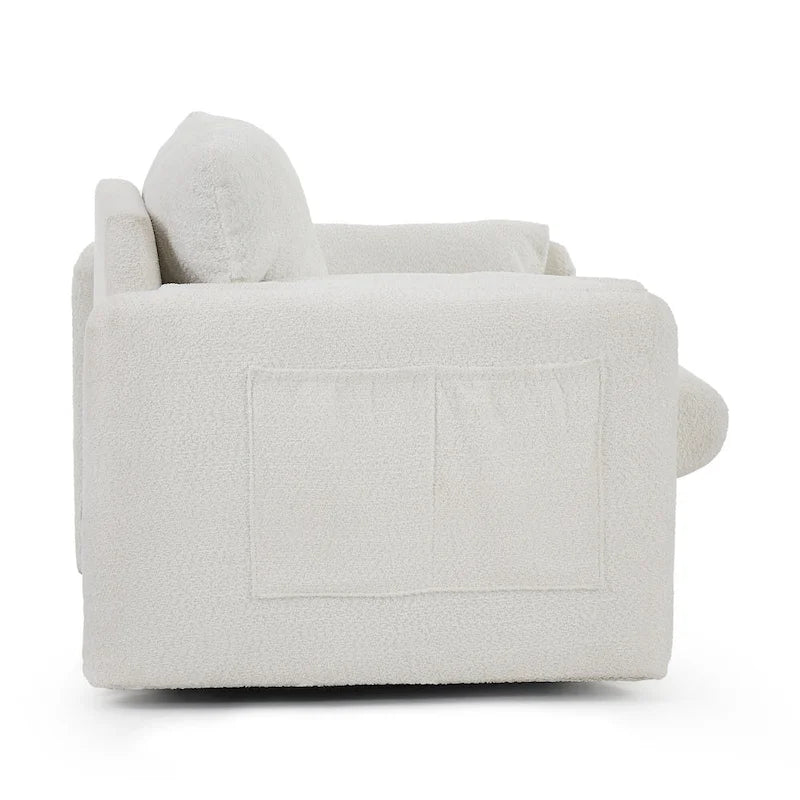 Poltrona Girevole da Salotto Monoposto - Poltrona Girevole a 360° con Tessuto Chenille e Cuscino ad Alta Resilienza