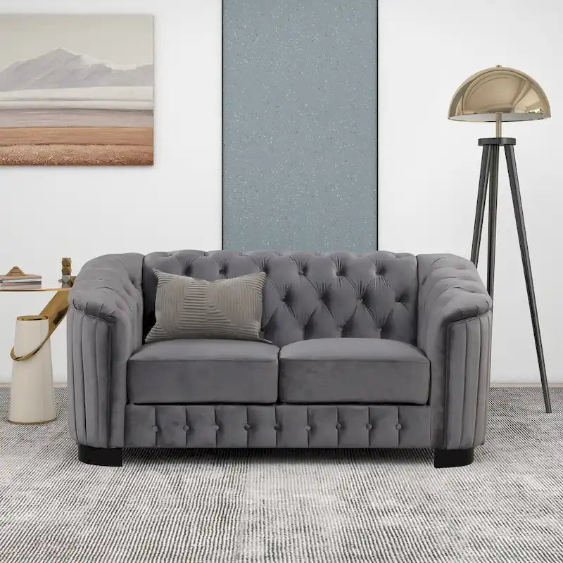 64.3 Velvet Upholstered Loveseat Sofa,Modern Loveseat Sofa with Thick Removable Seat Cushion,2-Person Loveseat Sofa Couch