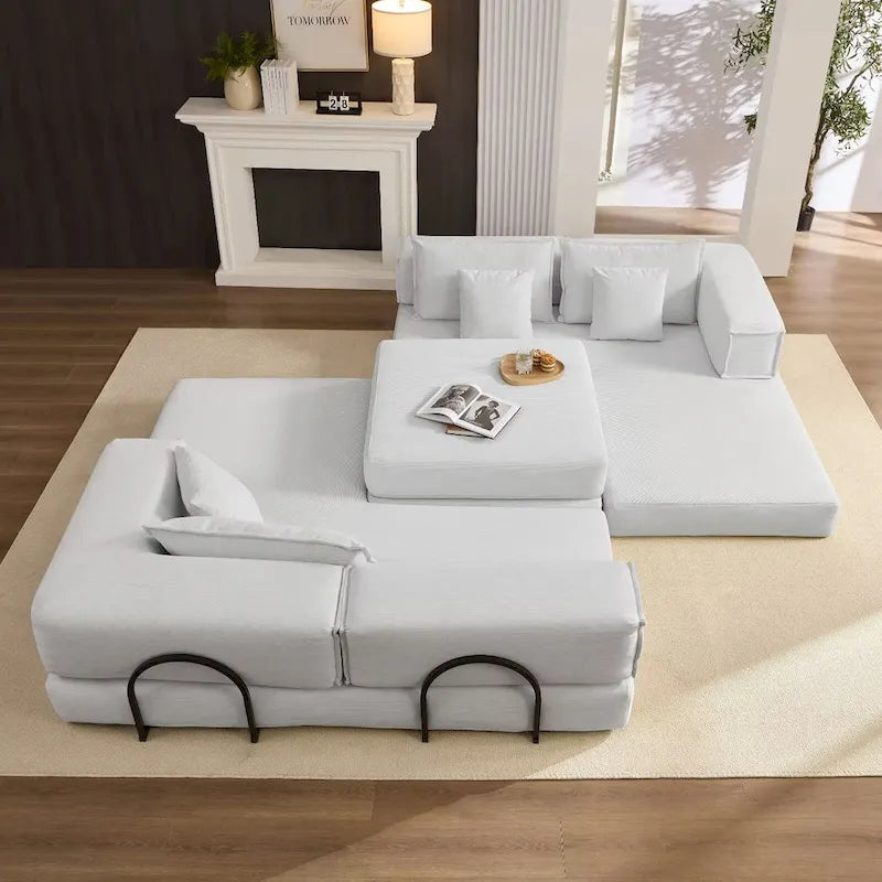 118.2  Oversized Upholstered Sectional Sofa Set, DIY Corduroy Sofa
