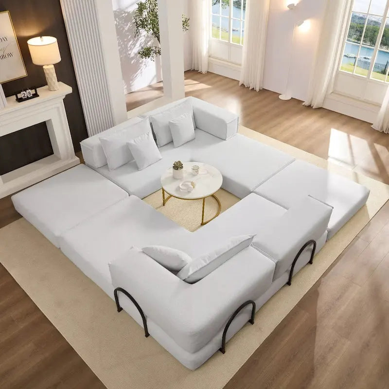 118.2  Oversized Upholstered Sectional Sofa Set, DIY Corduroy Sofa