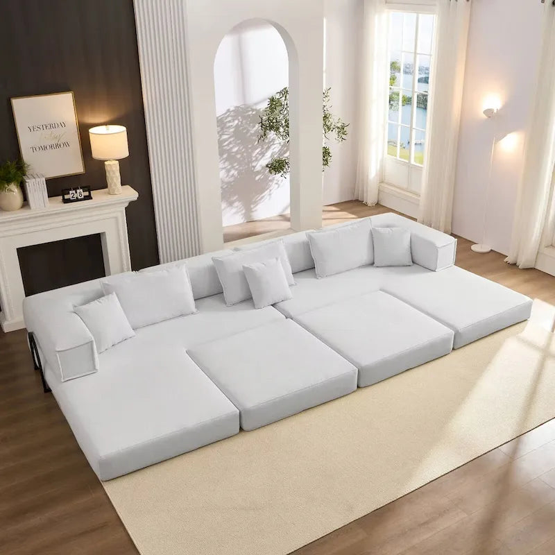 118.2  Oversized Upholstered Sectional Sofa Set, DIY Corduroy Sofa