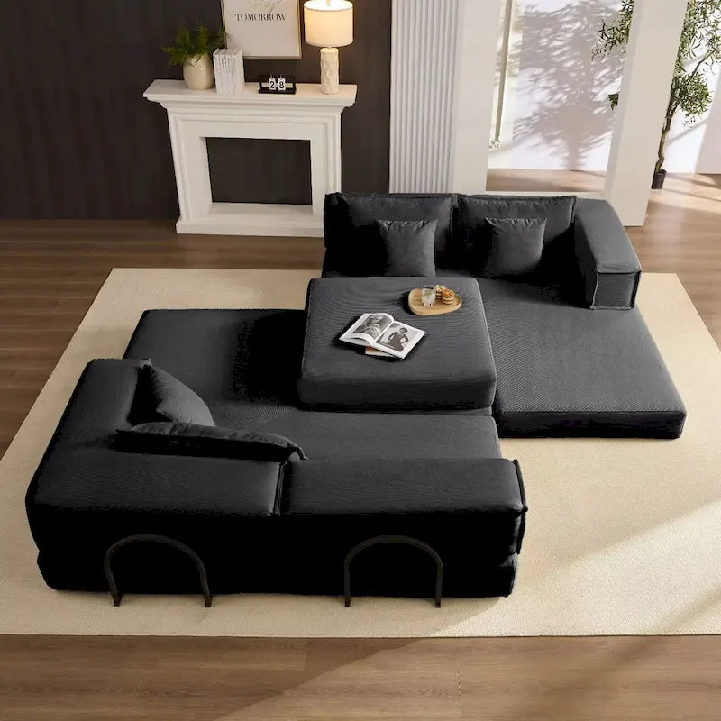 118.2  Oversized Upholstered Sectional Sofa Set, DIY Corduroy Sofa