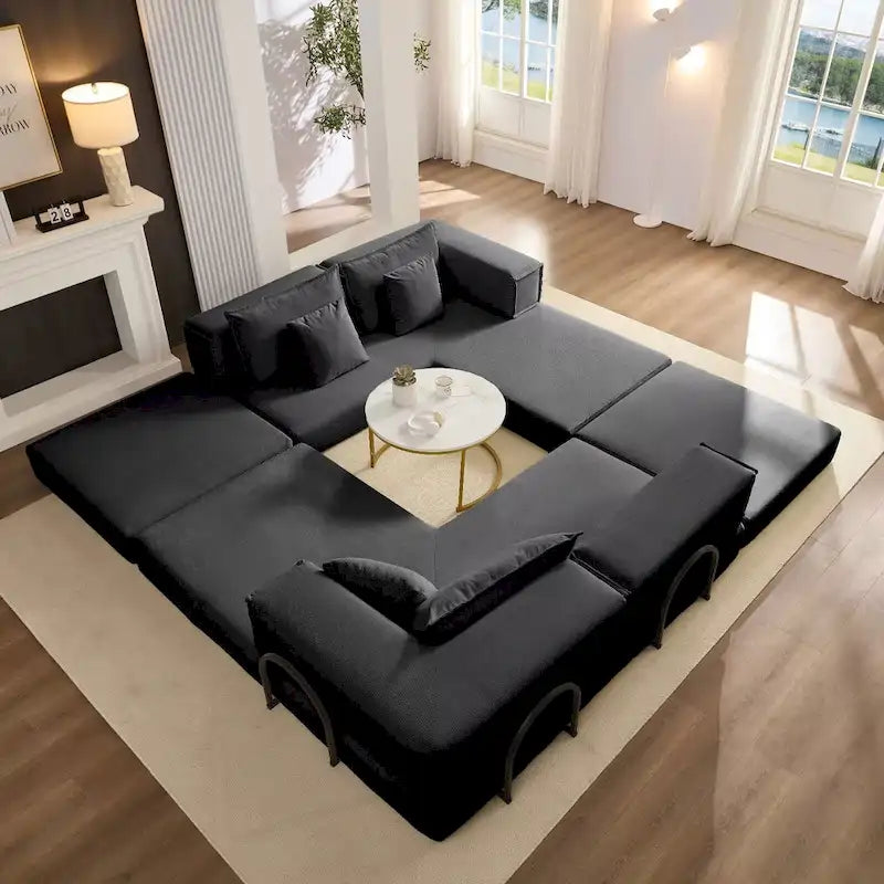 118.2  Oversized Upholstered Sectional Sofa Set, DIY Corduroy Sofa