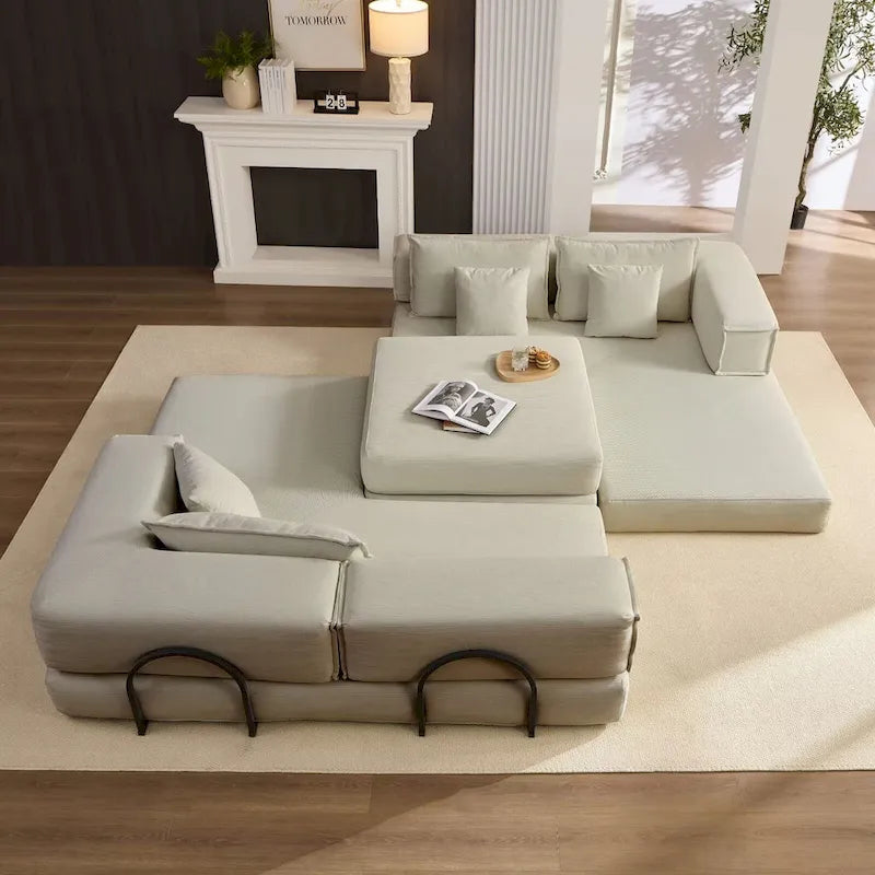 118.2  Oversized Upholstered Sectional Sofa Set, DIY Corduroy Sofa