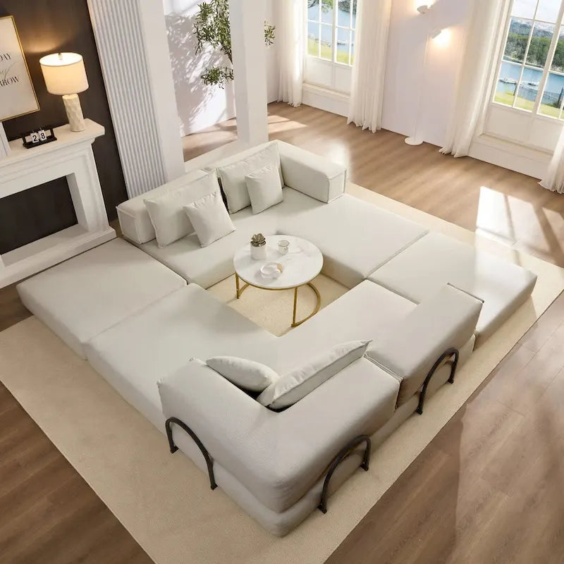 118.2  Oversized Upholstered Sectional Sofa Set, DIY Corduroy Sofa