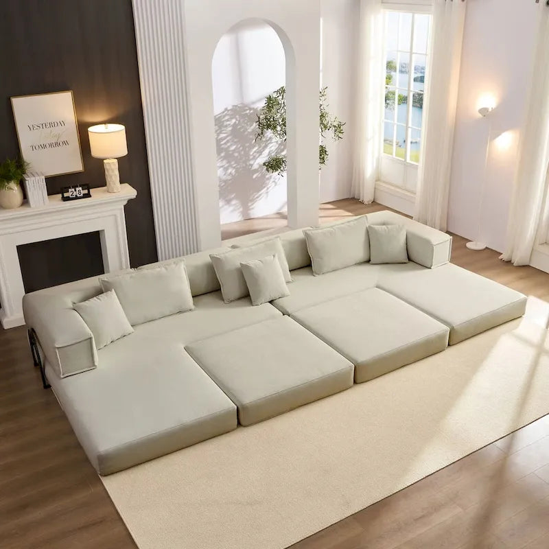 118.2  Oversized Upholstered Sectional Sofa Set, DIY Corduroy Sofa