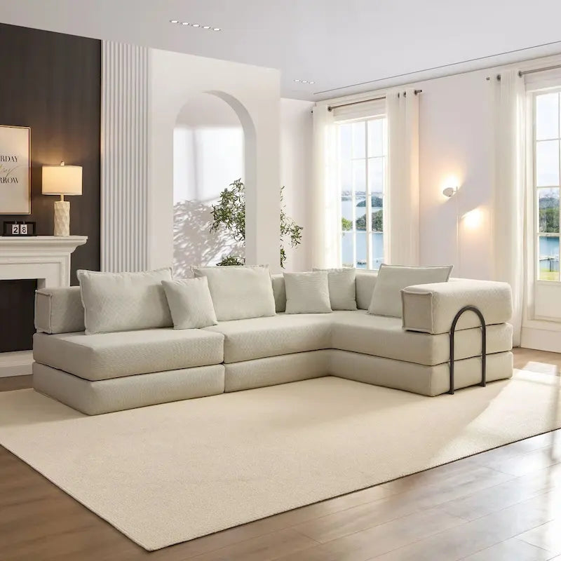 118.2  Oversized Upholstered Sectional Sofa Set, DIY Corduroy Sofa