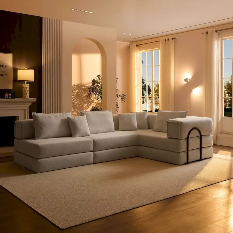 118.2  Oversized Upholstered Sectional Sofa Set, DIY Corduroy Sofa