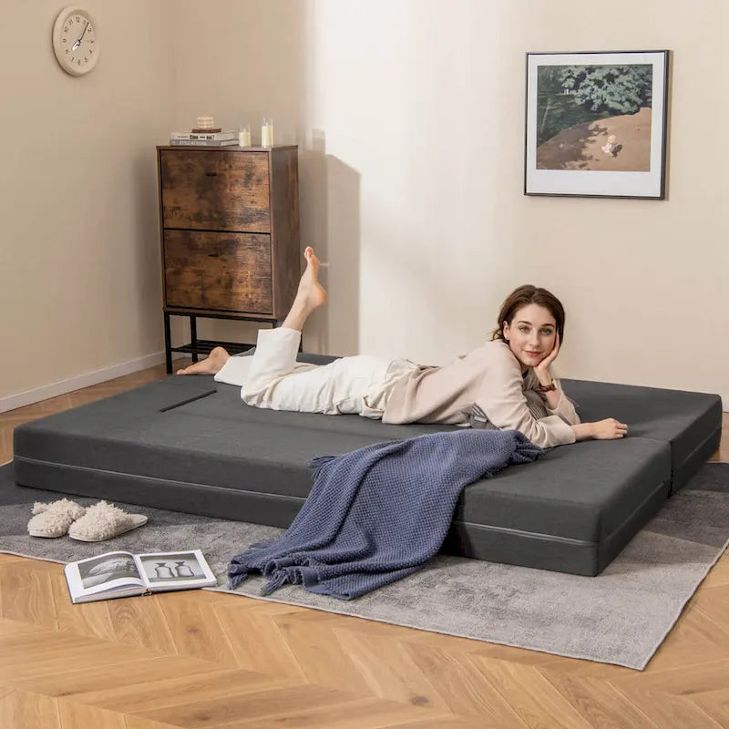 Costway Divano Letto Pieghevole 8 Pollici con Schiuma ad Alta Densità e Lavabile