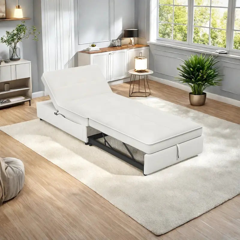 72,5-Zoll-Leinen-Schlafsofa für 3 Personen, 4-in-1, mit 5-stufig verstellbarer Rückenlehne und Aufbewahrungstasche
