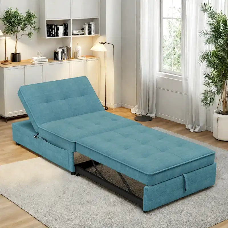 72,5-Zoll-Leinen-Schlafsofa für 3 Personen, 4-in-1, mit 5-stufig verstellbarer Rückenlehne und Aufbewahrungstasche