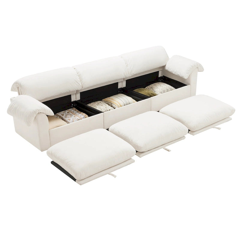 119 Velvet 4-Seater Sofa with Storage - Flexible Design And Luxurious Comfort