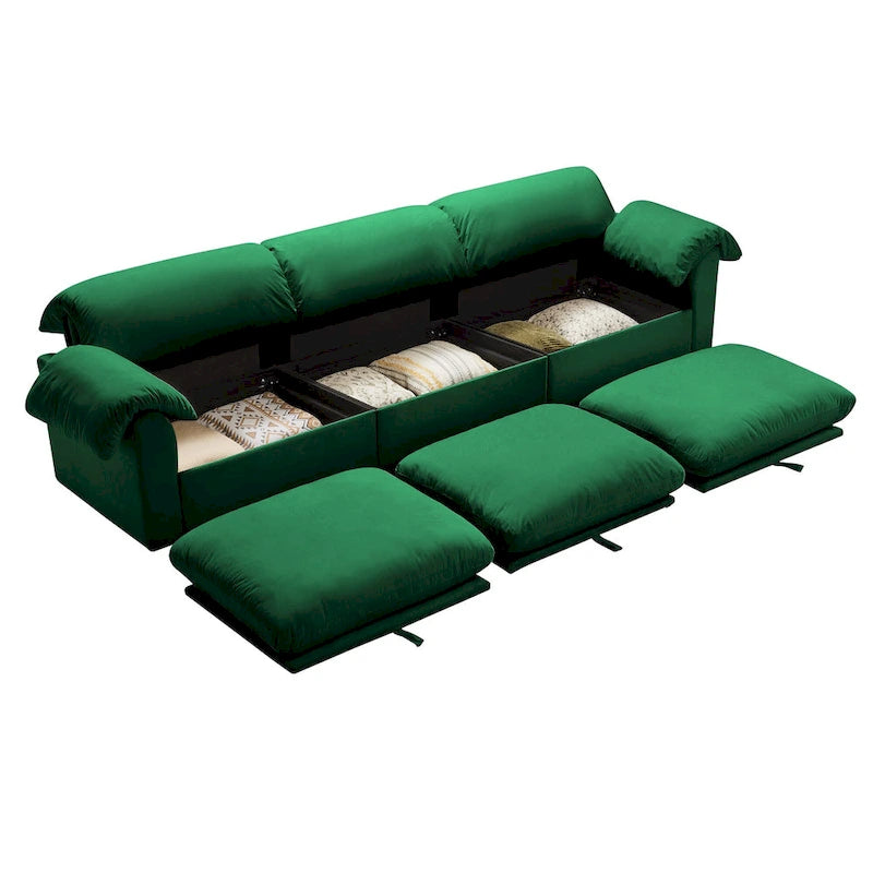 119 Velvet 4-Seater Sofa with Storage - Flexible Design And Luxurious Comfort