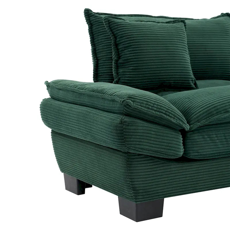 65.5 Upholstered 3-Seater Sofa Couch with Two Pillows and Sturdy Construction
