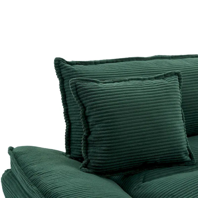 65.5 Upholstered 3-Seater Sofa Couch with Two Pillows and Sturdy Construction