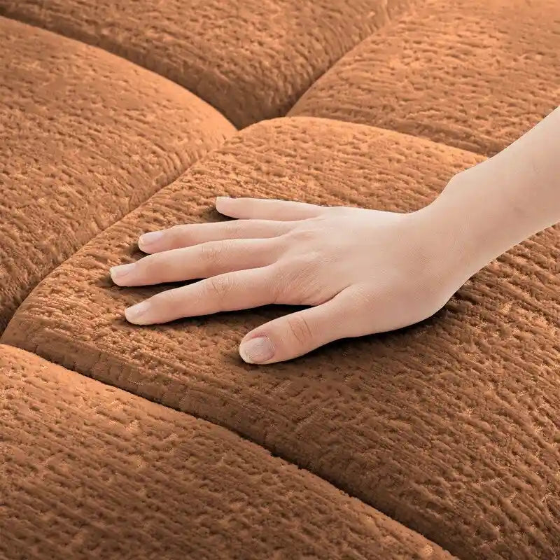 110.2 Chenille Three Seater Upholstered Sofa, 1 Ottoman